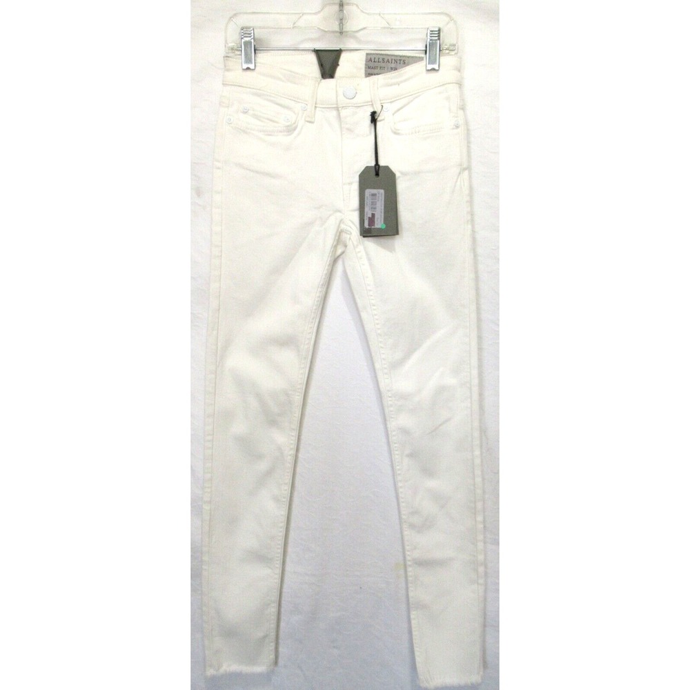 AllSaints Women's 24 Mast Fit Skinny Fit Low Rise Super Stretch White Jeans NWT